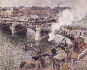 Camille Pissarro Pont Boieldieu in Rouen,damp weather oil painting